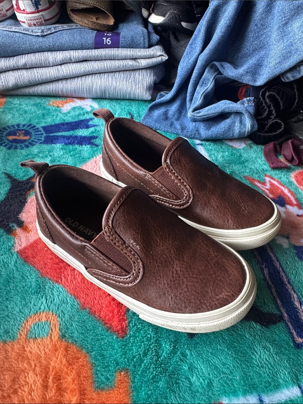 Old Navy Brown Slip-On Kids Sneakers with White Sole
